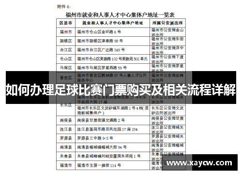 如何办理足球比赛门票购买及相关流程详解